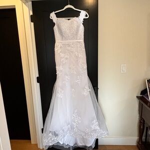 Lace Appliqué Bridal Gown in White